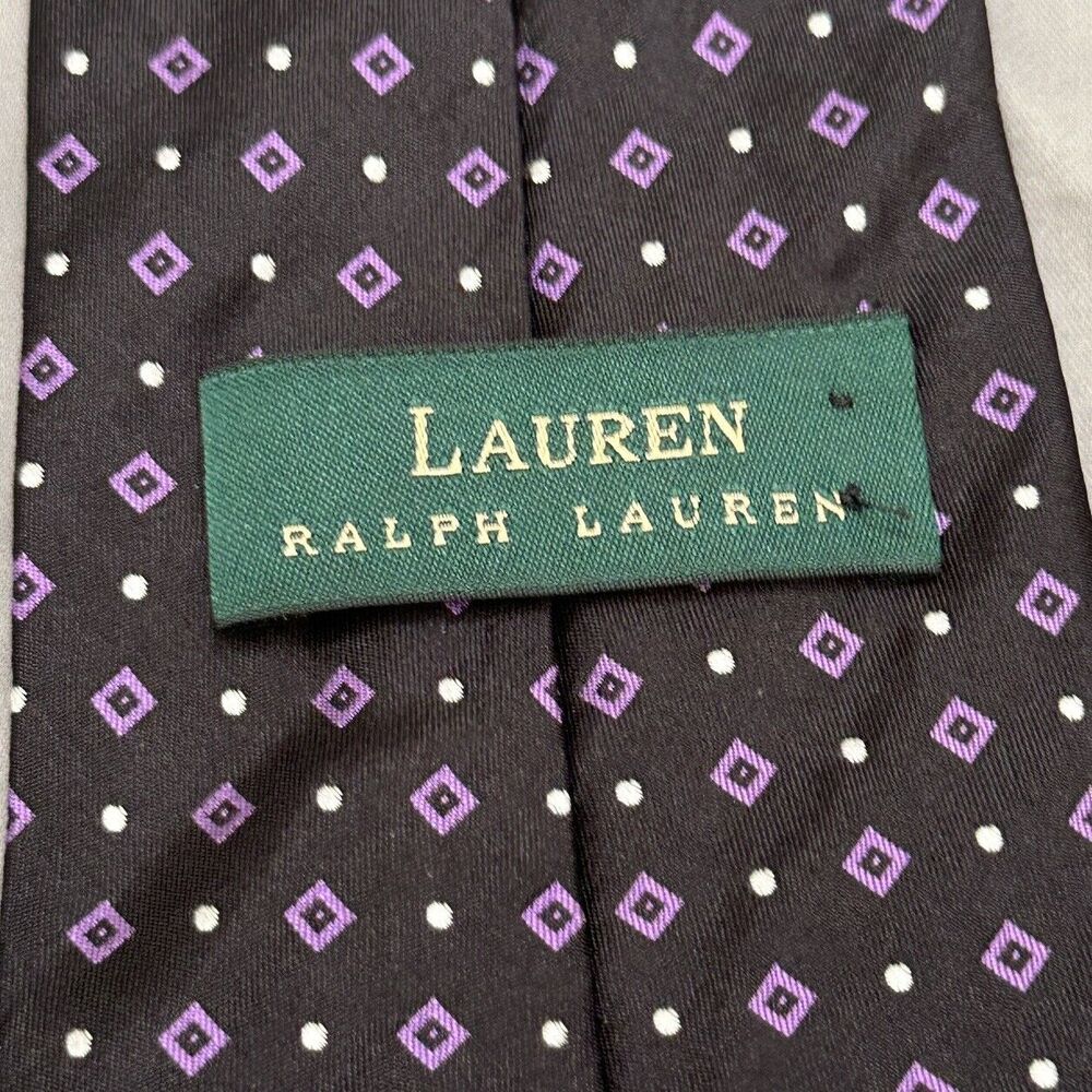 Lauren Ralph Lauren Men's Silk Tie 56" X 4" Black Purple White Geometric